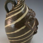 Walter Fleming Double Swirled Brown & White Face Jug Catawba Valley NC