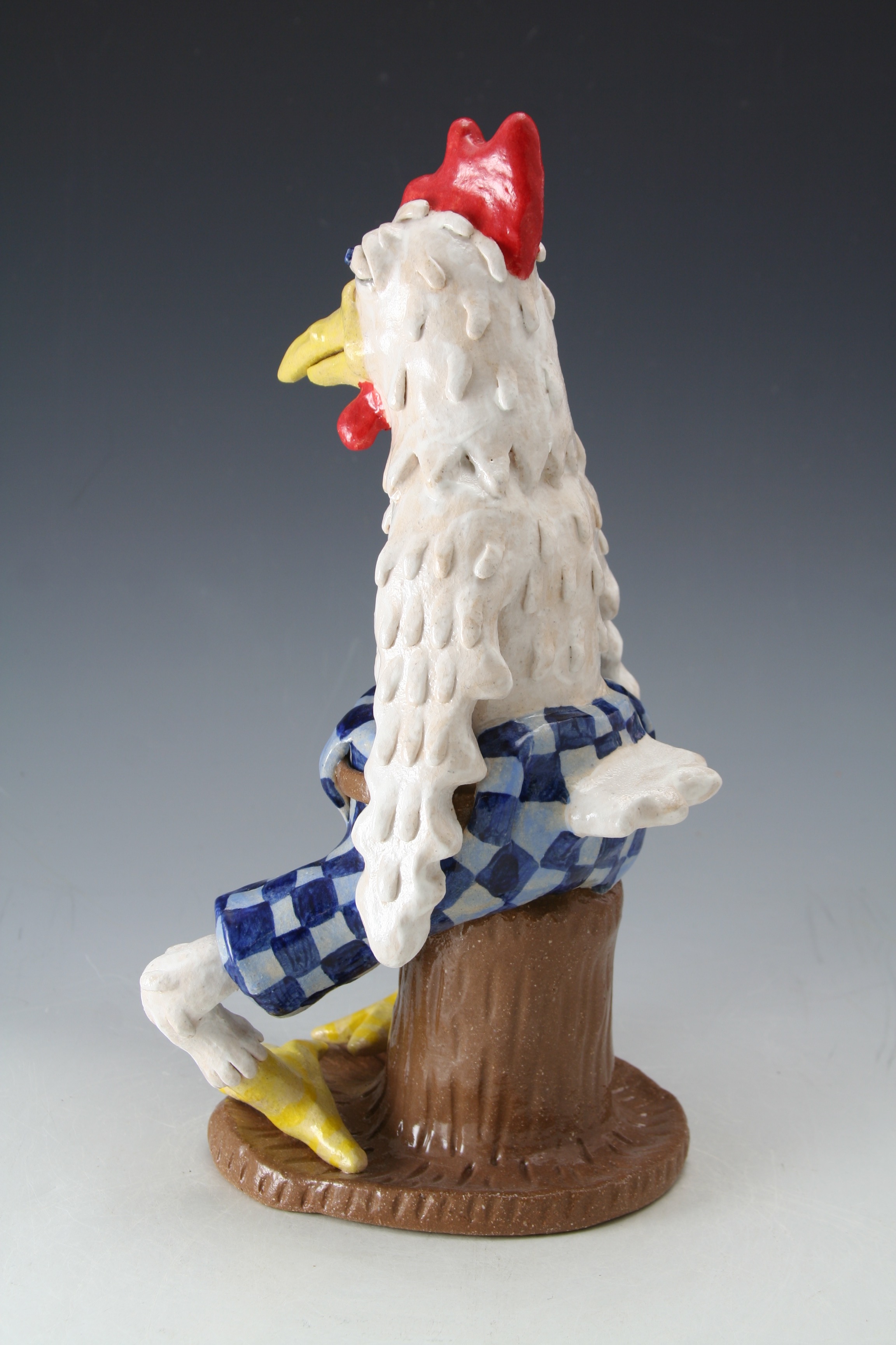 Stacy Lambert Rooster Figural NC Folk Pottery - NC Pottery