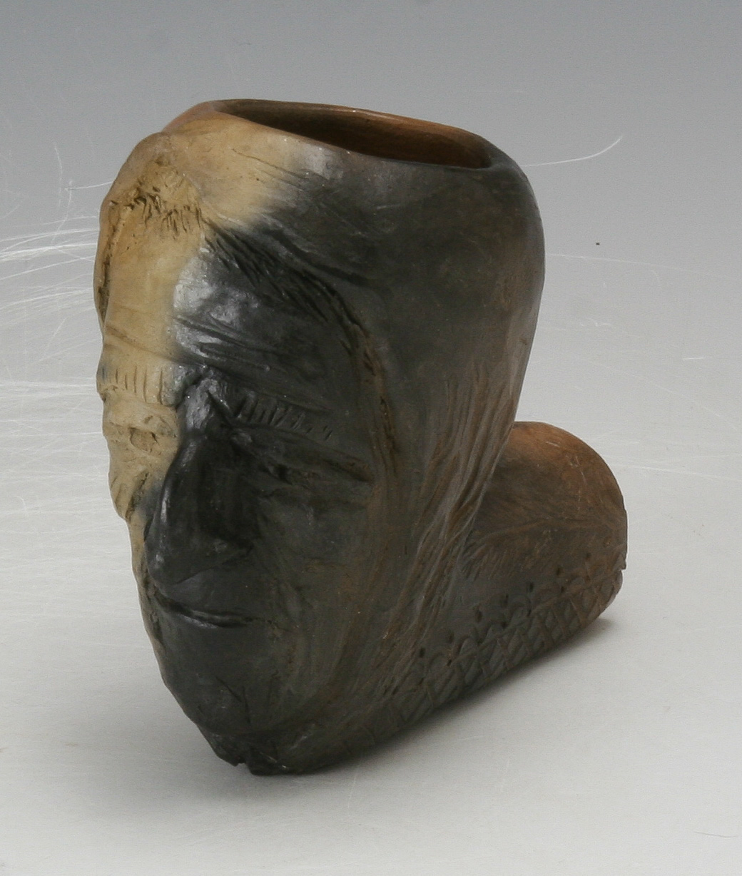 Caroleen Sanders Pottery Catawba Indian Head Pipe